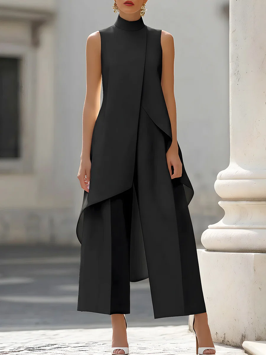 Women'S Formal Wear Wedding - Tuta Elegante Senza Maniche con Collo