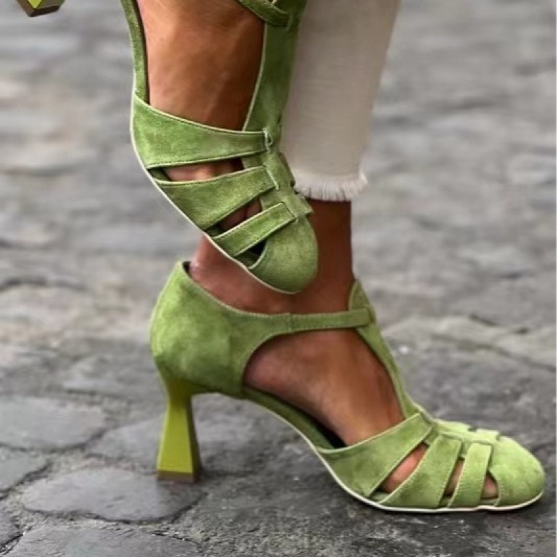 Women Formal Wear For Summer - Sandali da donna verdi in camoscio
