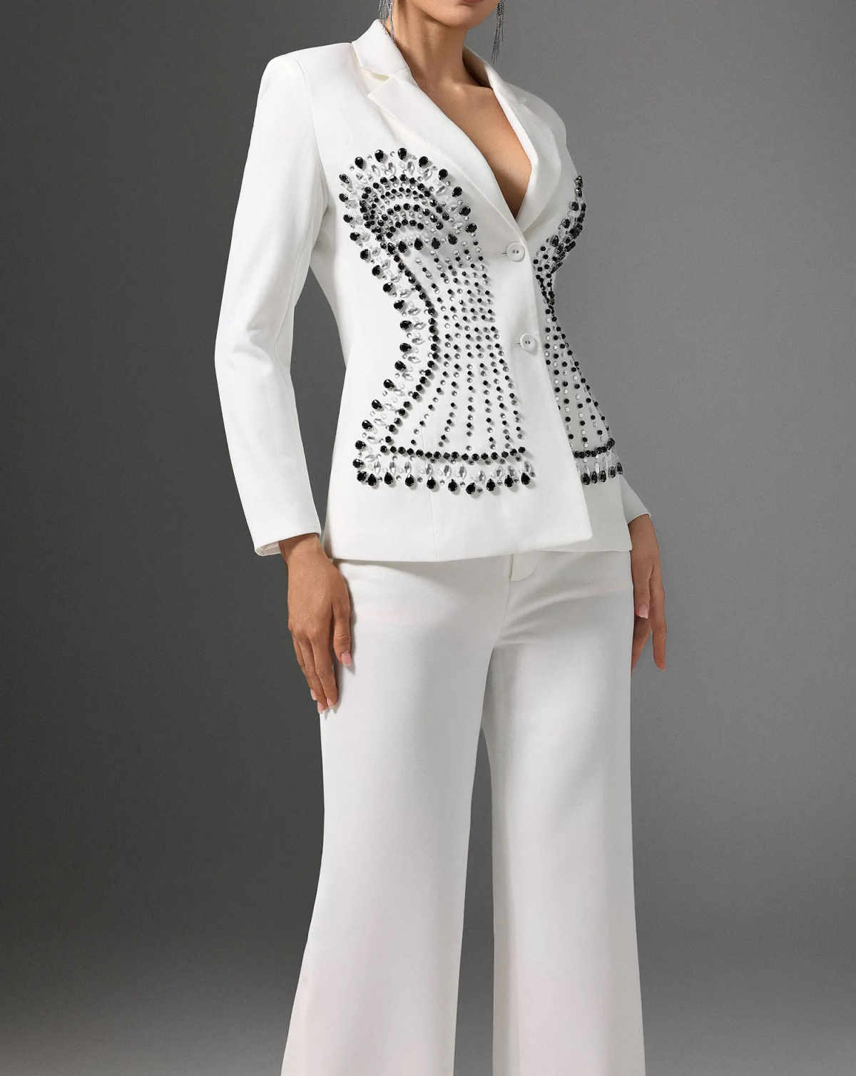 Women Formal Wear Black And White - Abito Blazer Bianco da Donna Personalizzato