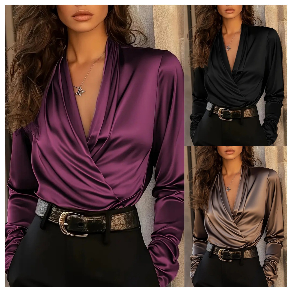 Camicetta da Donna in Raso con - Women Formal Office Wear Tops recensione e prezzo