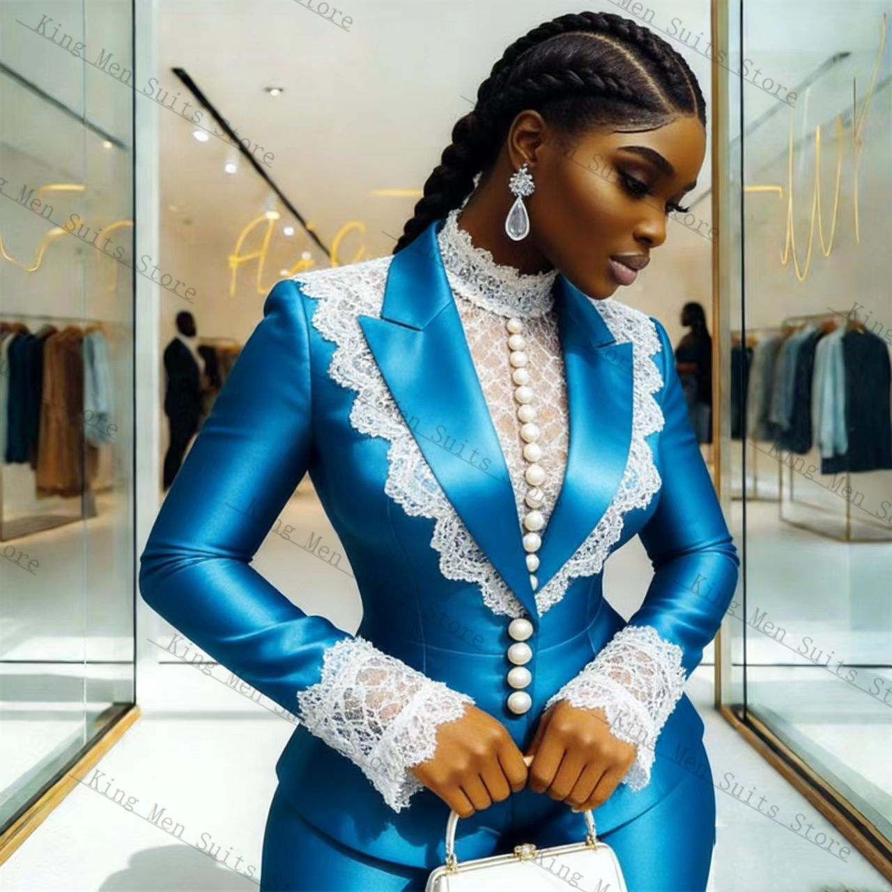 Completo da Donna in Raso Blu  - Women'S Formal Wear Tuxedo recensione e prezzo