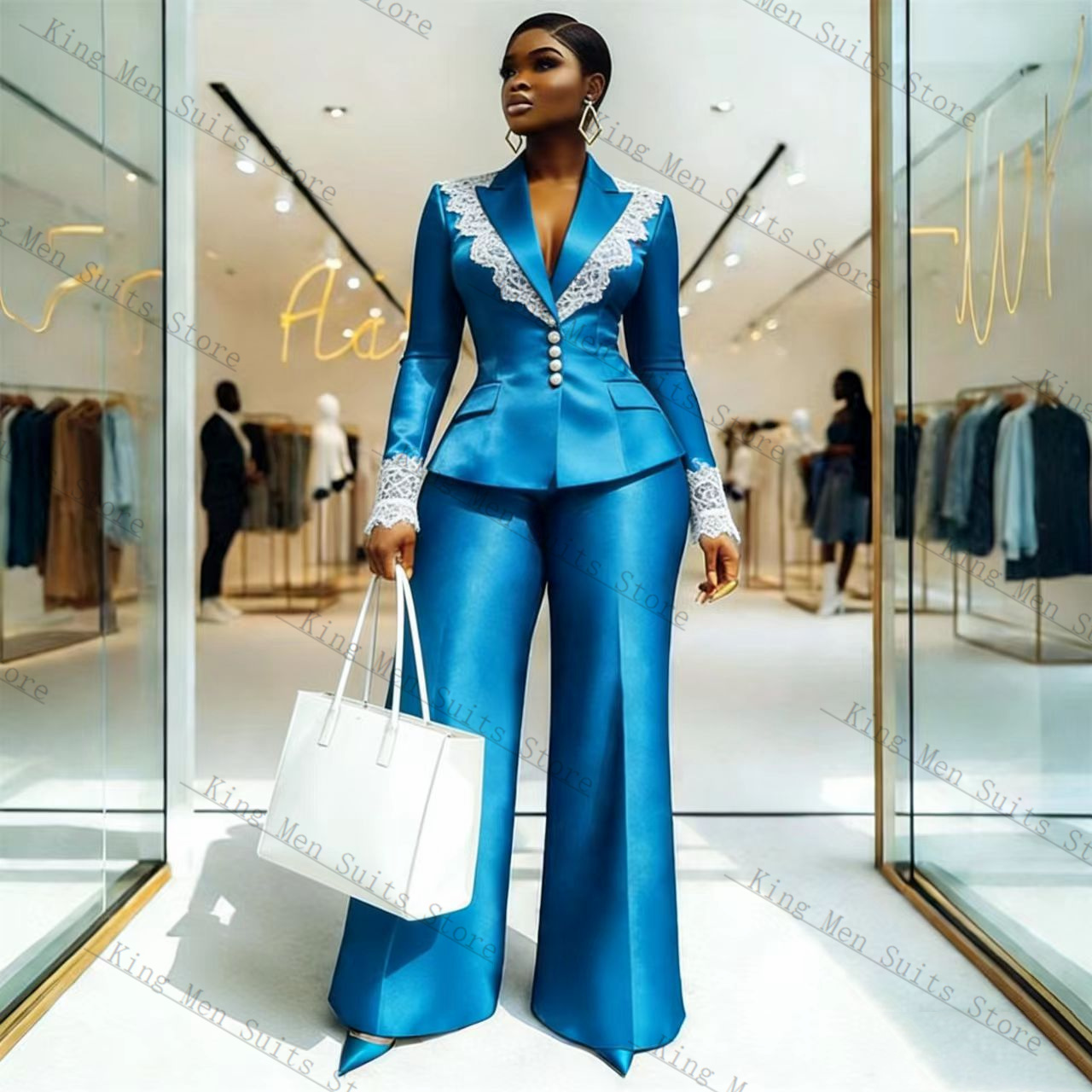 Completo da Donna in Raso Blu  - Women'S Formal Wear Tuxedo recensione e prezzo