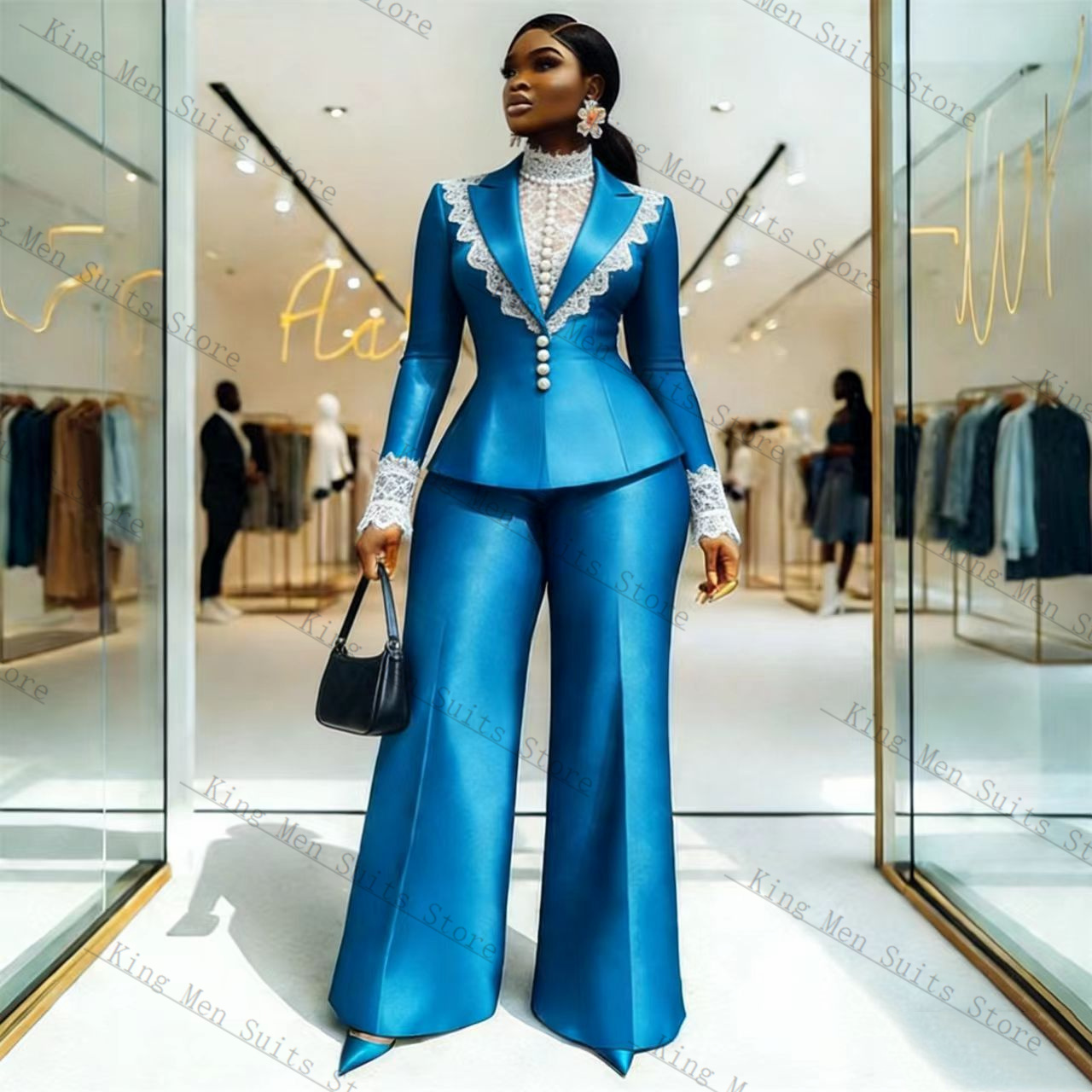 Completo da Donna in Raso Blu  - Women'S Formal Wear Tuxedo recensione e prezzo